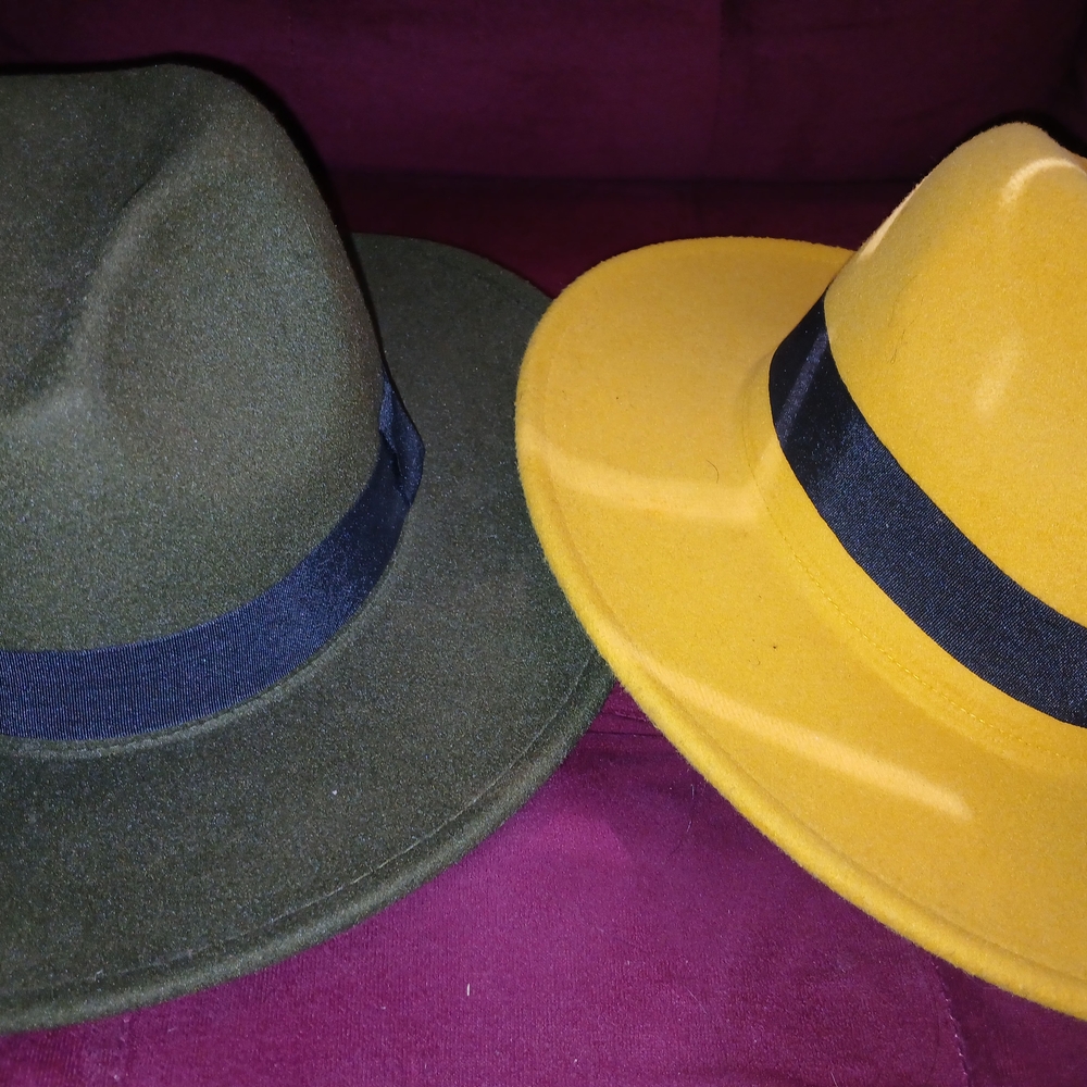 Stylish Green and Yellow Fedora Hats
